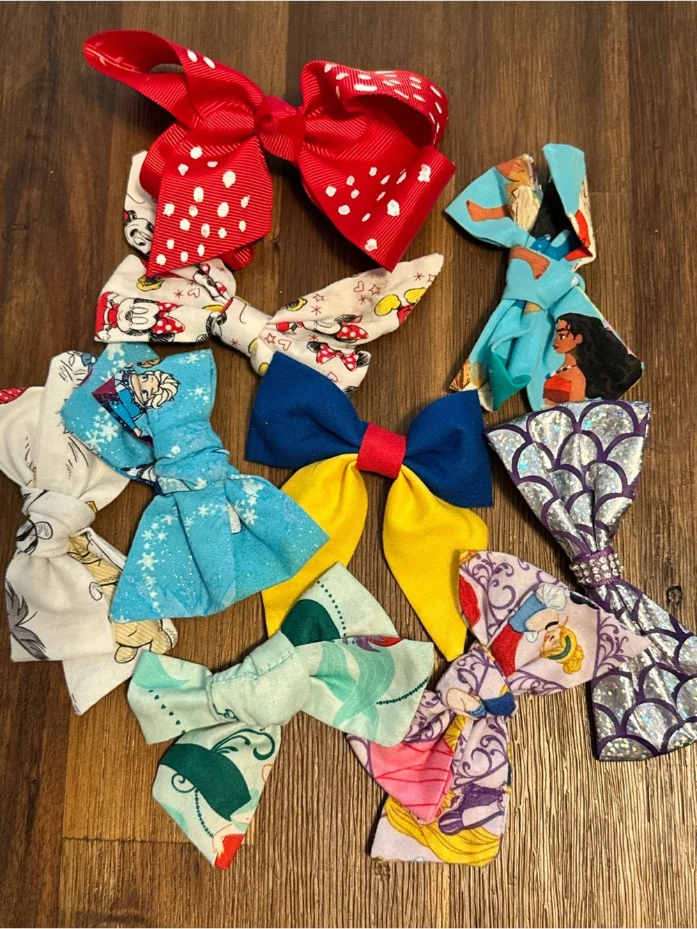 Disney Hair Bow Bundle Lot - Handmade Boutique Bows - Princess & Character Theme